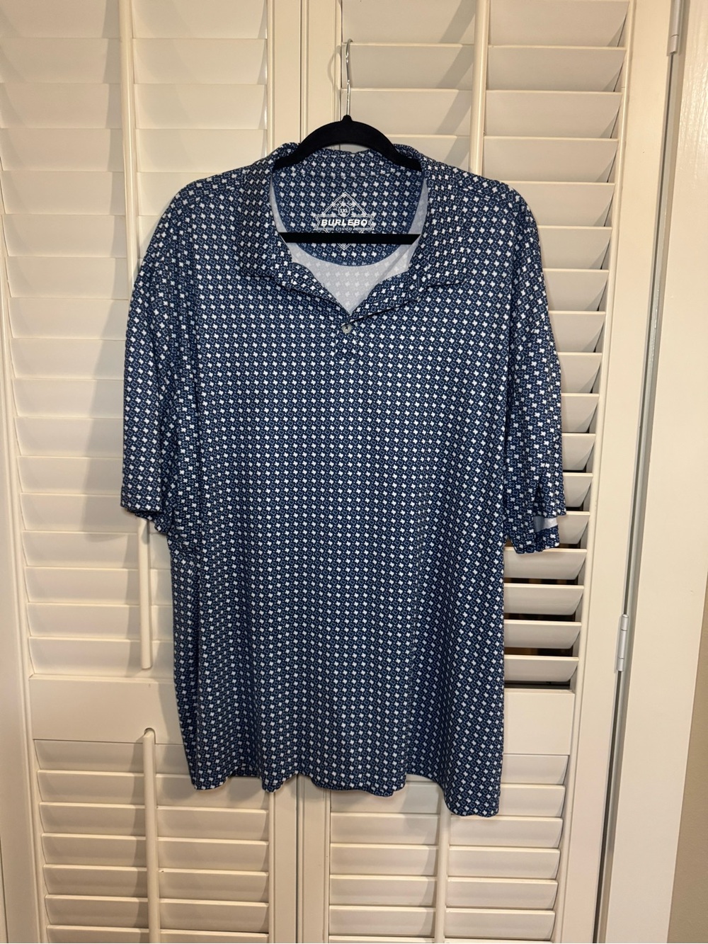 BURLEBO Navy Blue Patterned Men's Polo